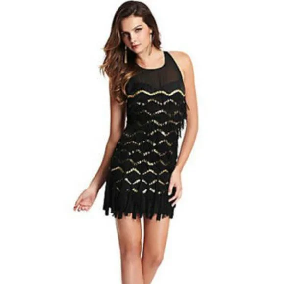 Guess by Marciano | Dresses | Guess Marciano Fringe 2s Little Black Dress  Flapper Halloween Gatsby Party S | Poshmark